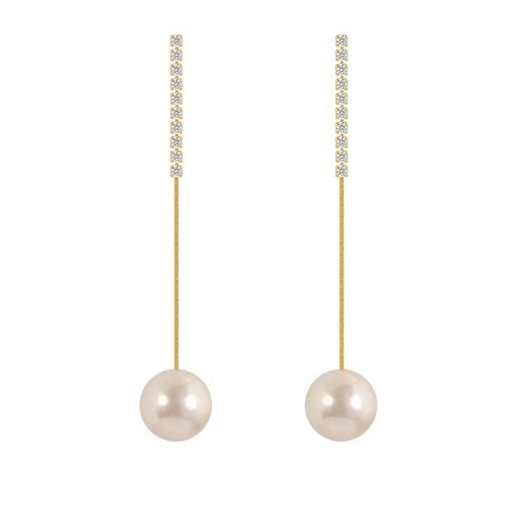 Minimalist Rhinestones Crystal Beaded Pearl Earrings