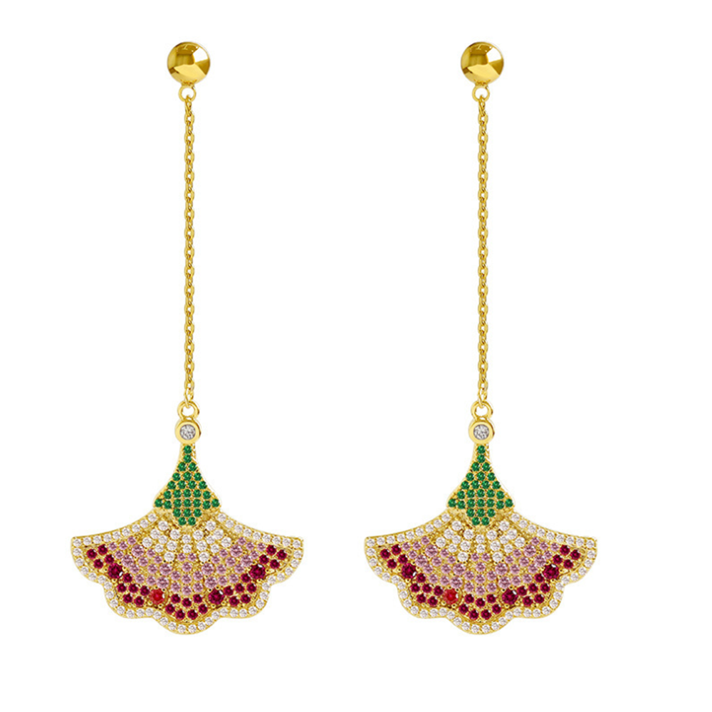 Swarovski Crystal Beaded Fan Dangle Earrings