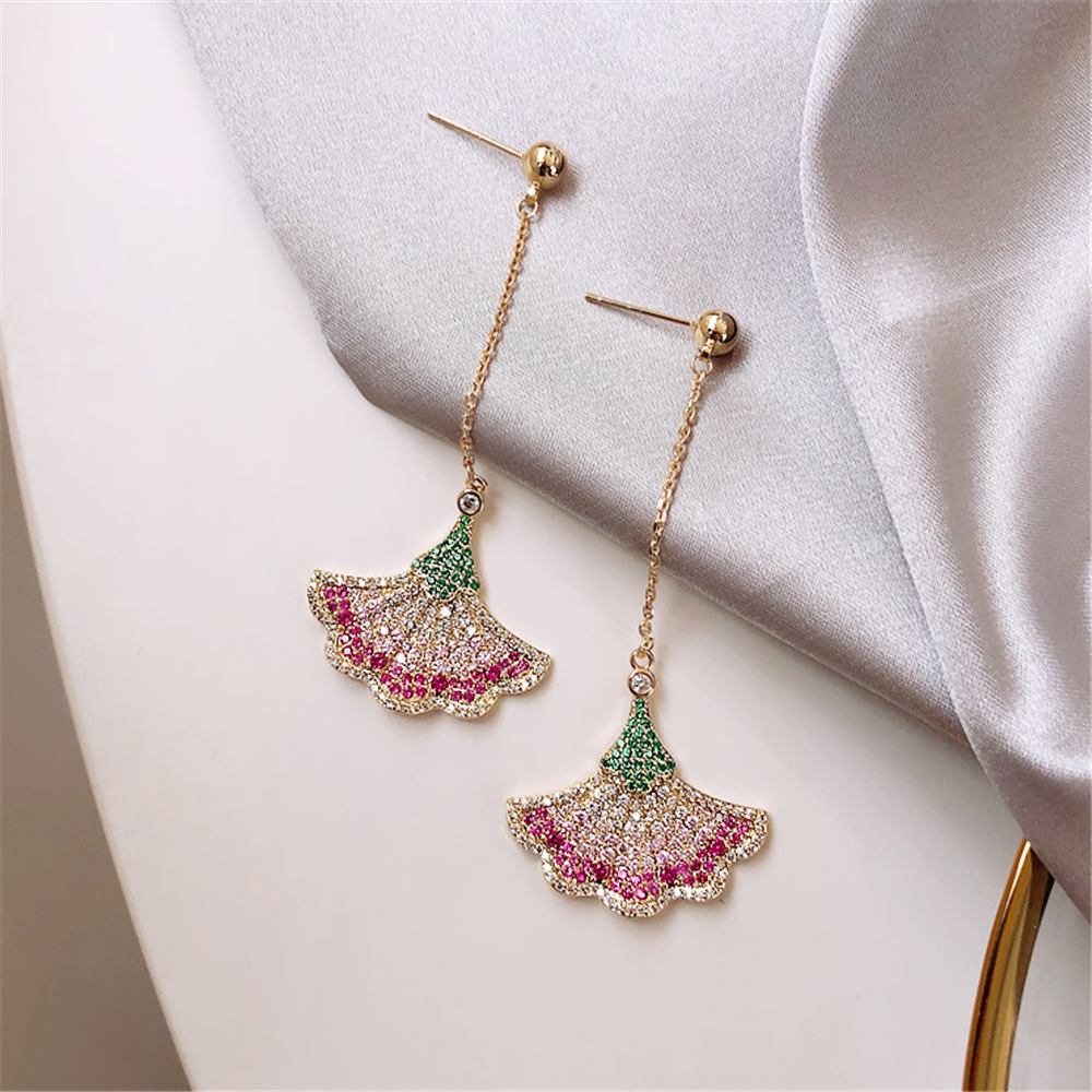 Swarovski Crystal Beaded Fan Dangle Earrings