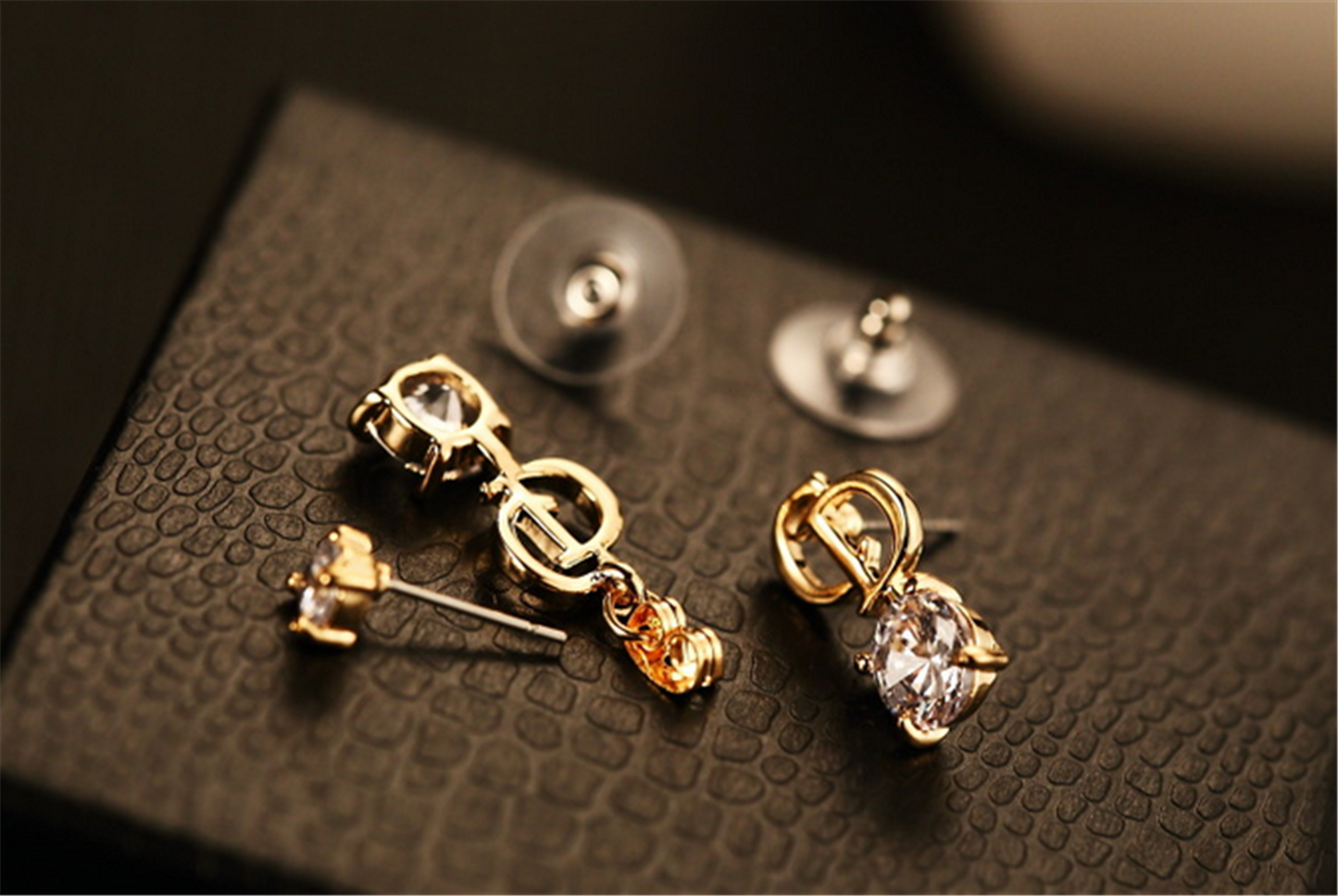 Cubic Zirconia Music Note Asymmetrical Earrings
