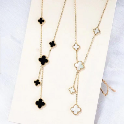 Lucky Floral Black and White Double Sides Necklaces