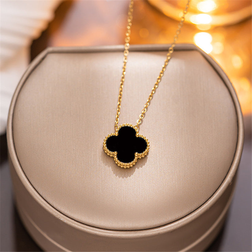 Black Lucky Floral Charm Bracelet