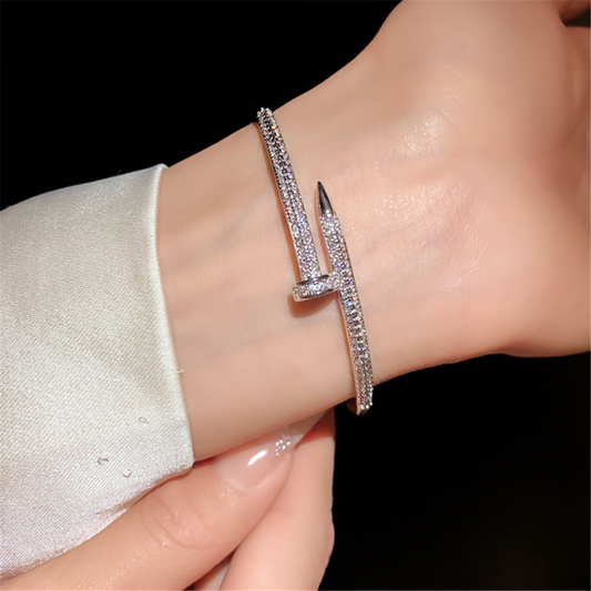 Cubic Zirconia Beaded Nail Bangle Bracelets