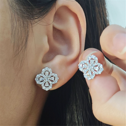 Minimalist Cubic Zirconia Beaded Floral Earrings