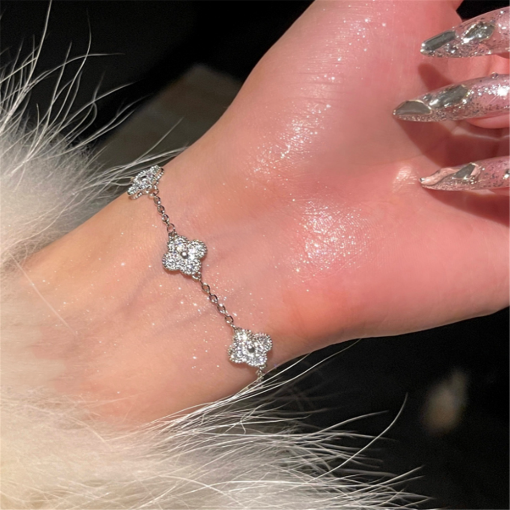 Minimalist Cubic Zirconia Floral Bracelets