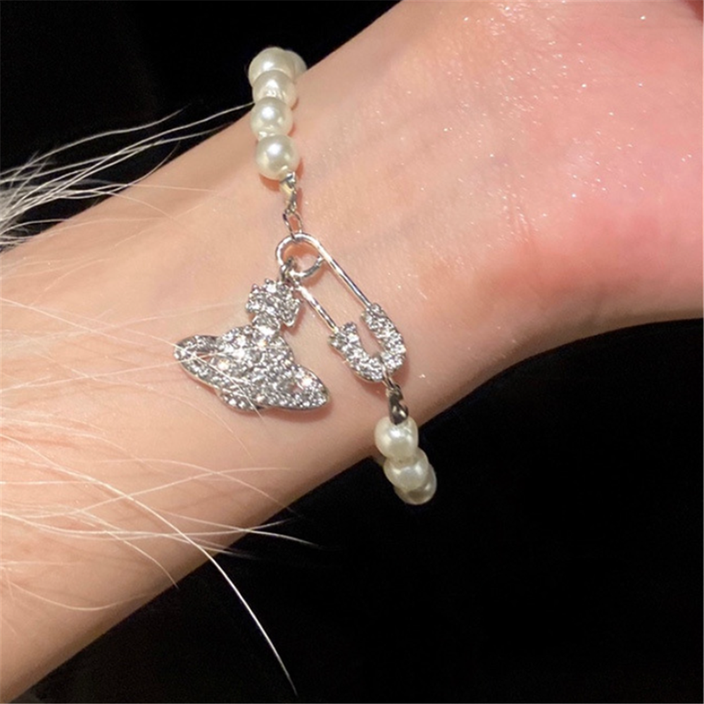 Pearl Rhinestones Crystal Beaded Saturn Bracelets