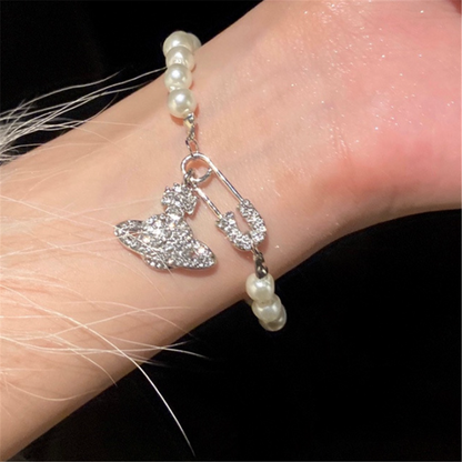 Pearl Rhinestones Crystal Beaded Saturn Bracelets