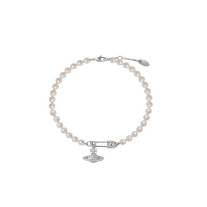 Pearl Rhinestones Crystal Beaded Saturn Necklaces