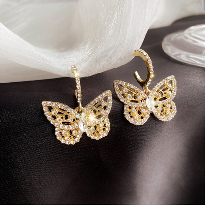 Cubic Zirconia Lace Butterfly Dangle Earrings