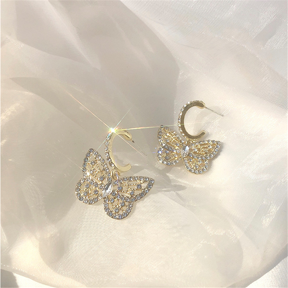 Cubic Zirconia Lace Butterfly Dangle Earrings