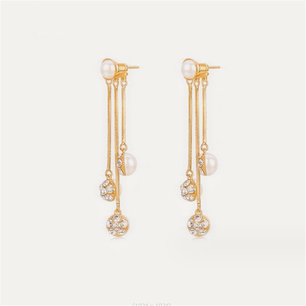 Gold Plated Pearl Dangle Earrings