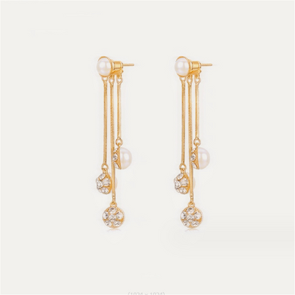 Gold Plated Pearl Dangle Earrings