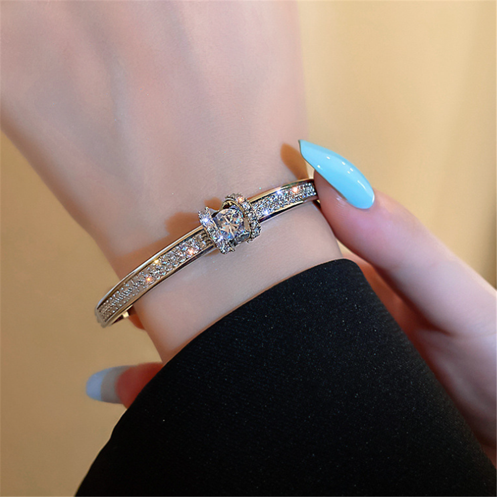 Minimalist Cubic Zirconia Beaded Bangle Bracelets