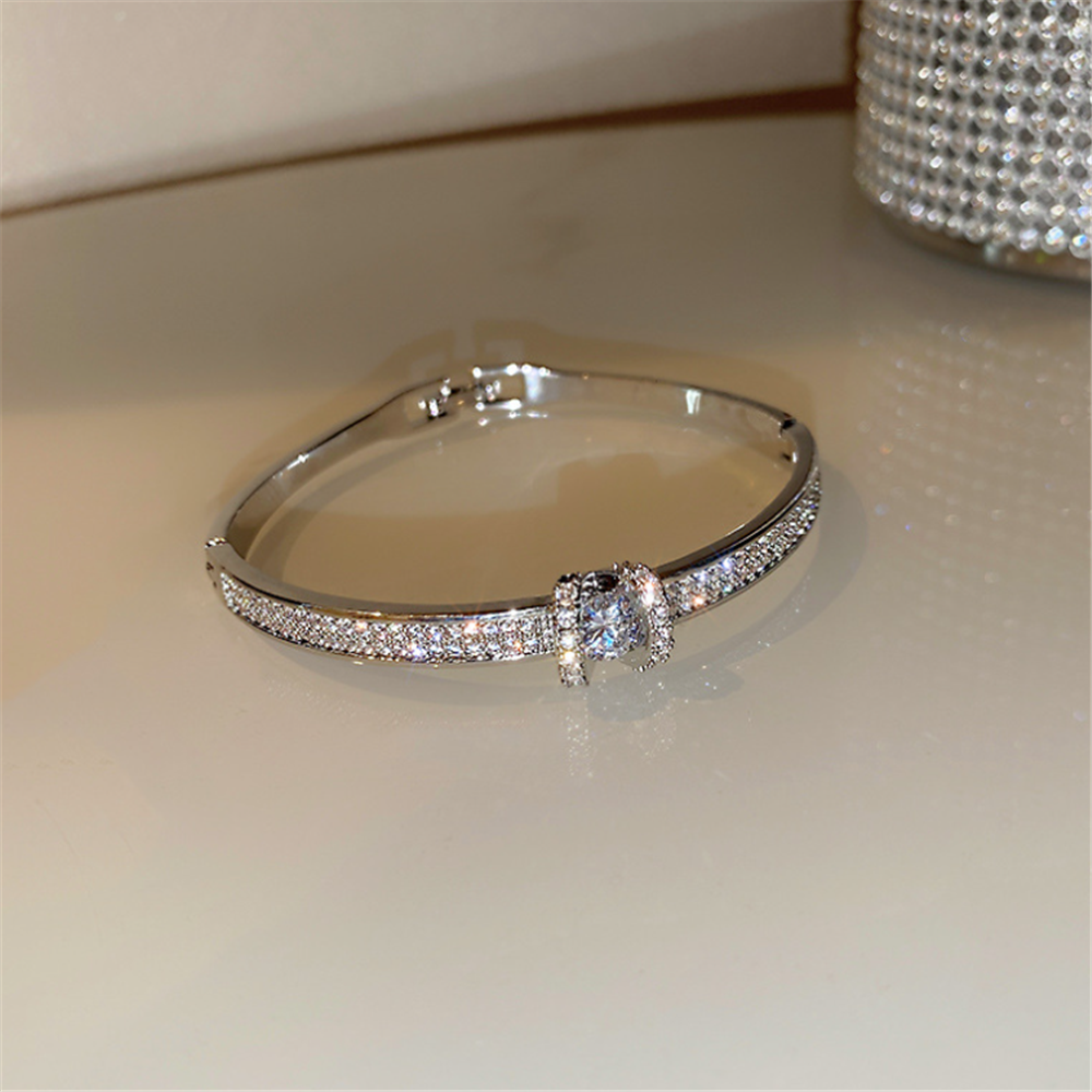 Minimalist Cubic Zirconia Beaded Bangle Bracelets