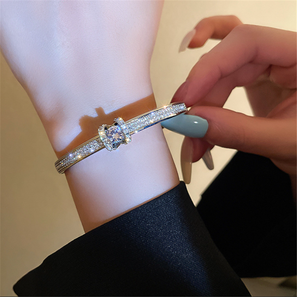 Minimalist Cubic Zirconia Beaded Bangle Bracelets