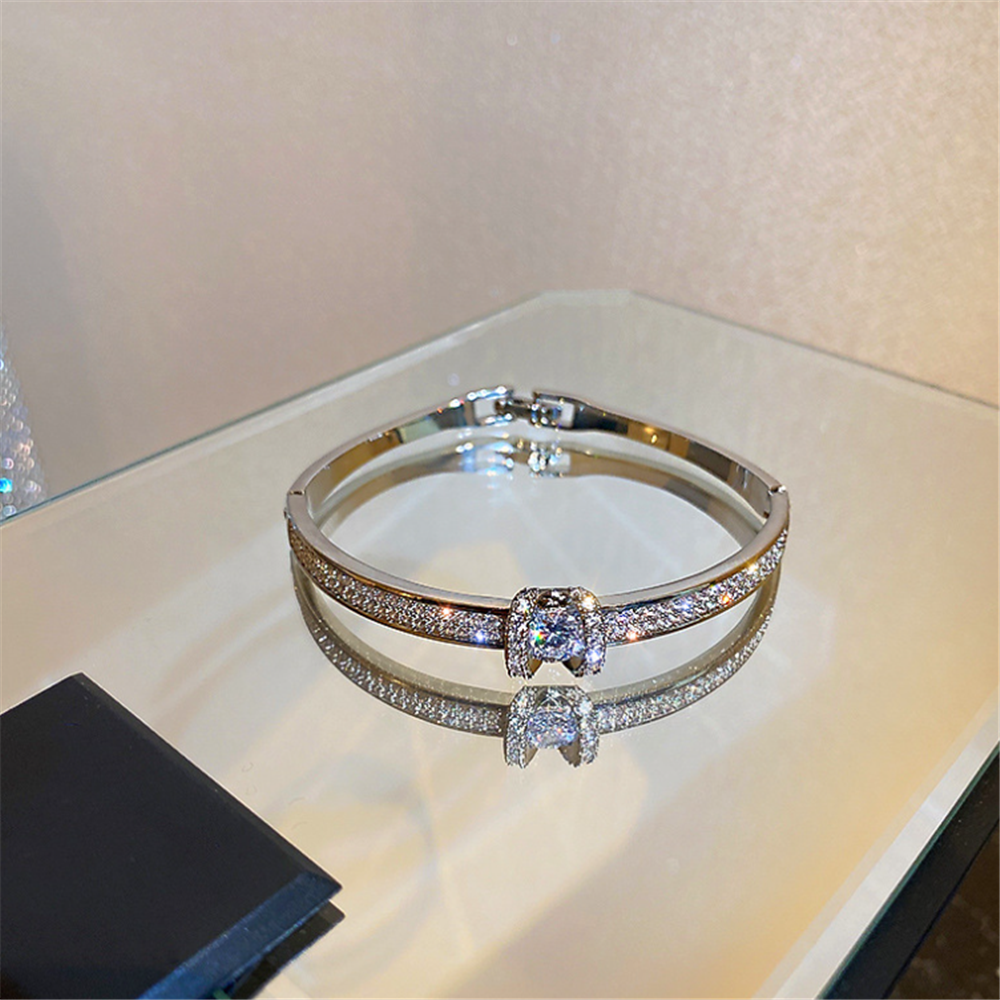 Minimalist Cubic Zirconia Beaded Bangle Bracelets