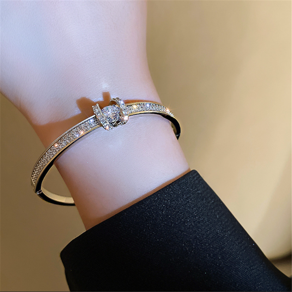 Minimalist Cubic Zirconia Beaded Bangle Bracelets