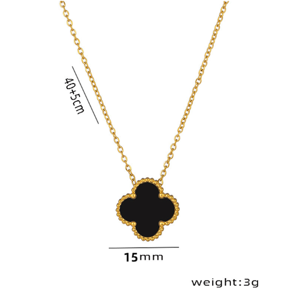 Black Lucky Floral Charms Necklaces