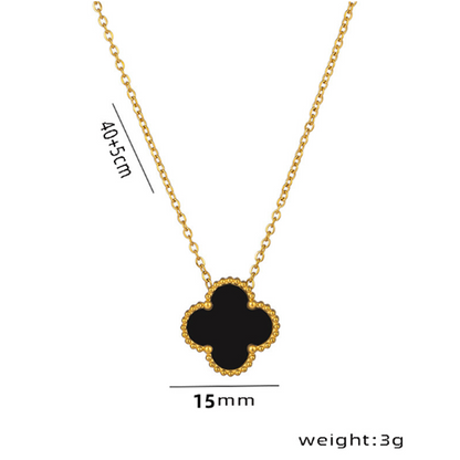 Black Lucky Floral Charms Necklaces