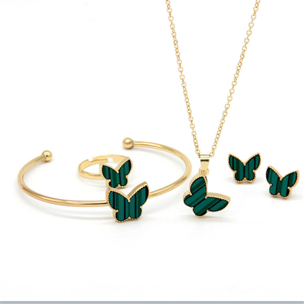 Minimalist Butterfly Necklaces Bracelet Ring Earrings Set