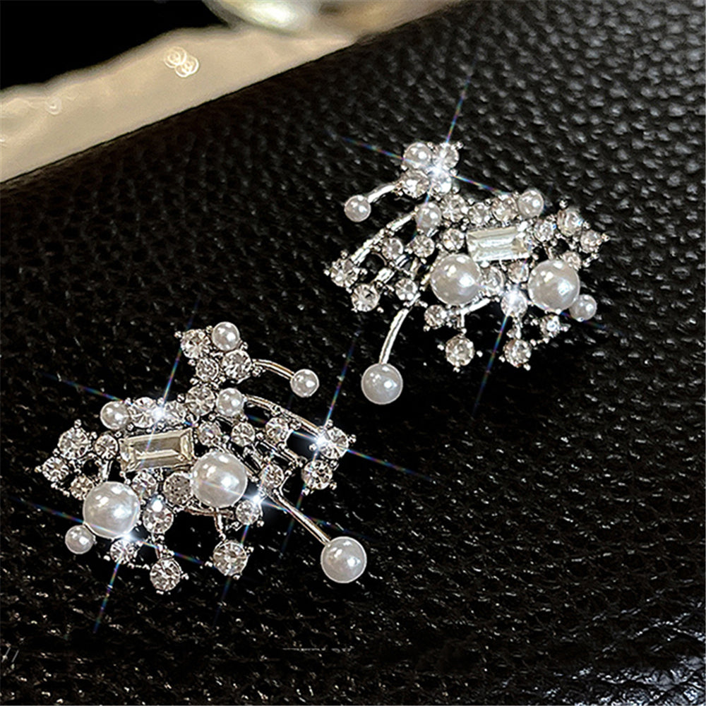 Rhinestones Crystal Pearl Studs Earrings