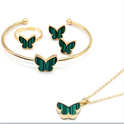 Minimalist Butterfly Necklaces Bracelet Ring Earrings Set