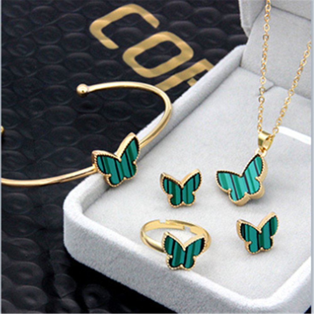 Minimalist Butterfly Necklaces Bracelet Ring Earrings Set