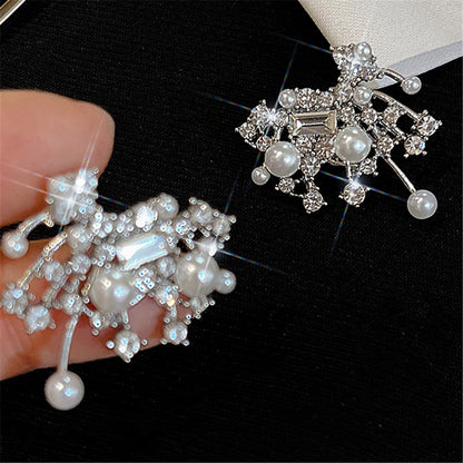 Rhinestones Crystal Pearl Studs Earrings