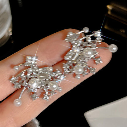 Rhinestones Crystal Pearl Studs Earrings