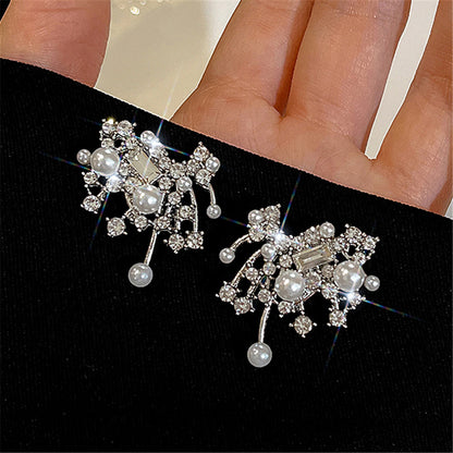 Rhinestones Crystal Pearl Studs Earrings