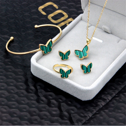 Minimalist Butterfly Necklaces Bracelet Ring Earrings Set