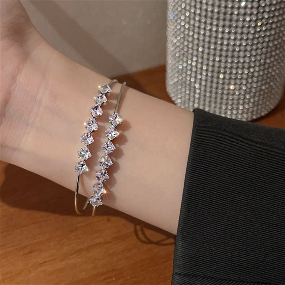 Cubic Zirconia Beaded Layers Bangle Bracelets