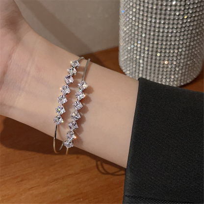 Cubic Zirconia Beaded Layers Bangle Bracelets