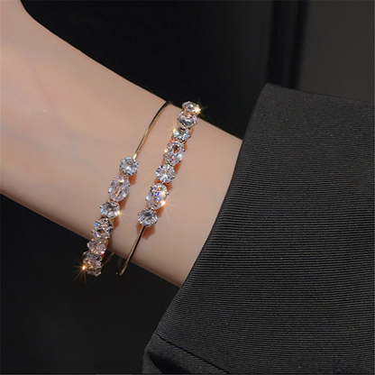 Cubic Zirconia Beaded Layers Bangle Bracelets