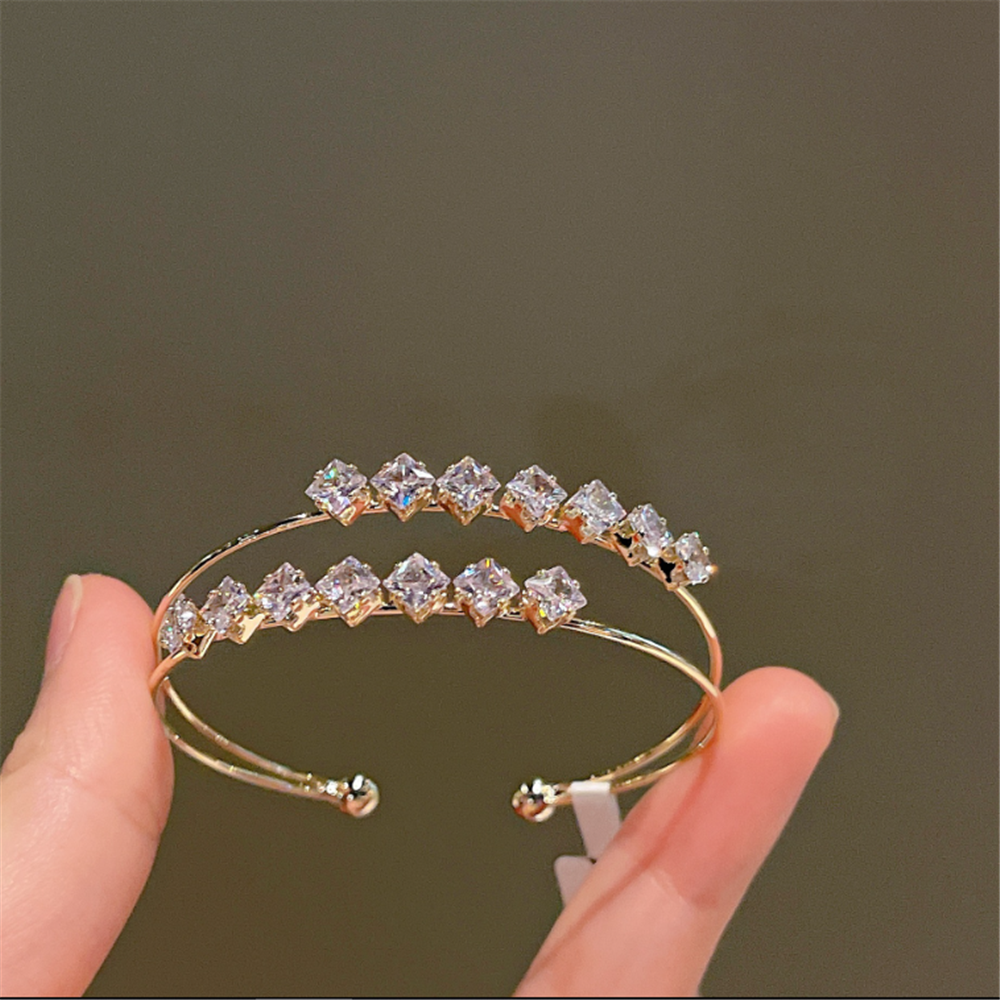 Cubic Zirconia Beaded Layers Bangle Bracelets