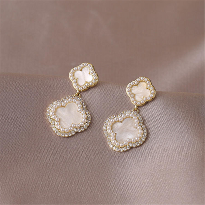 Minimalist Cubic Zirconia Dangle Pearl Earrings