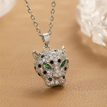 Cubic Zirconia Leopard Head Necklaces