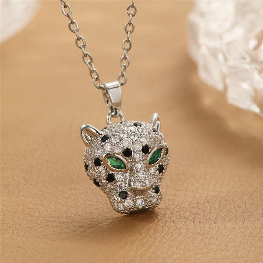 Cubic Zirconia Leopard Head Necklaces