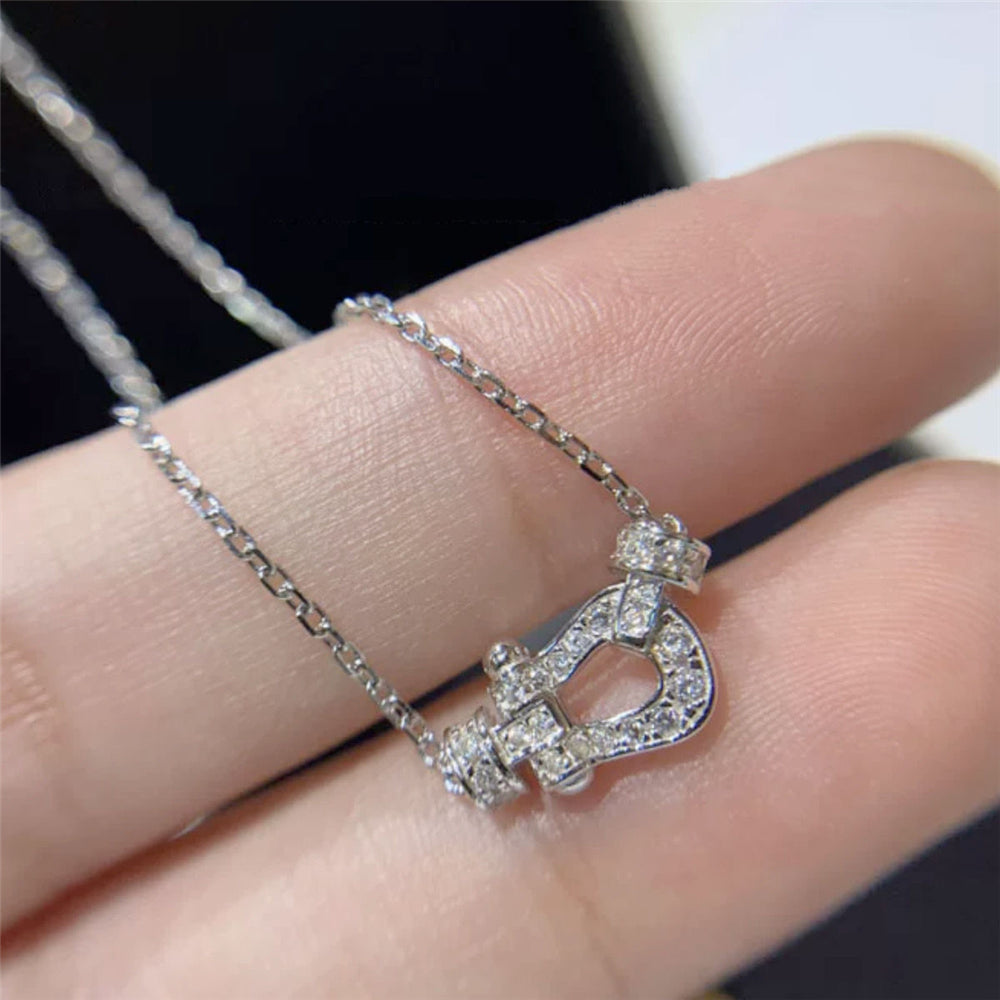 Classic Rhinestones Crystal Horseshoe Buckle Necklaces