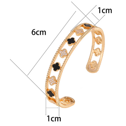 CZ Beaded Black Floral Adjustment Bracelets