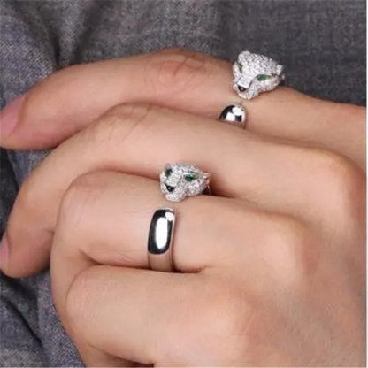 Adjustment Leopard Head Rings