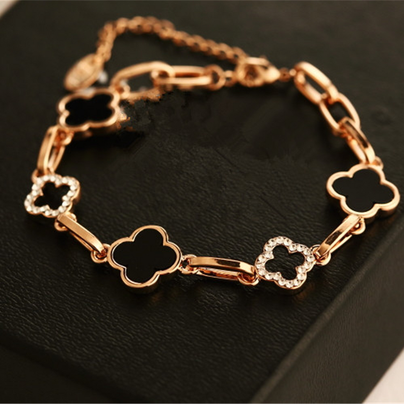 Crystal Lucky Floral Charm Bracelet