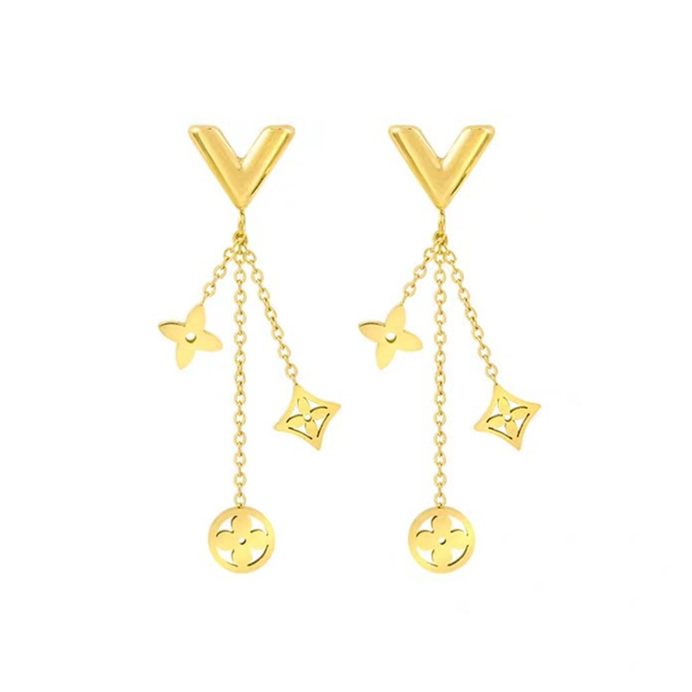 Classic Gold Plated Floral Dangle Earrings