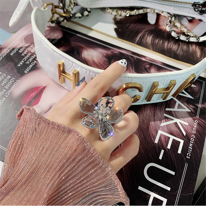 Rhinestones Crystal Floral Adjustment Rings