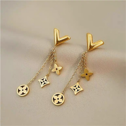 Classic Gold Plated Floral Dangle Earrings