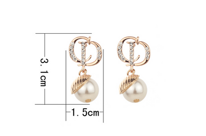 Cubic Zirconia CD Pearl Dangle Earrings