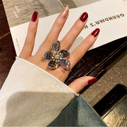 Rhinestones Crystal Floral Adjustment Rings