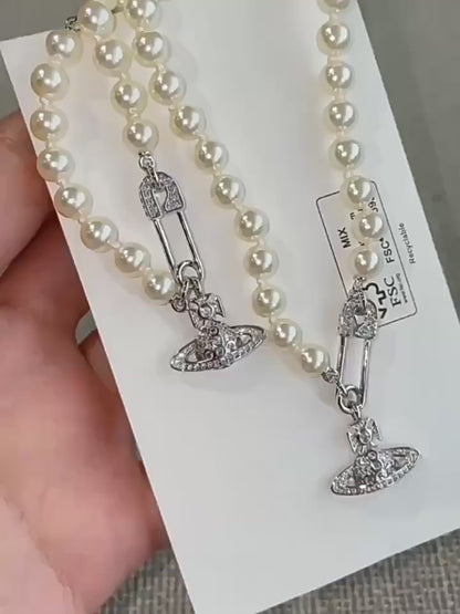 Pearl Rhinestones Crystal Beaded Saturn Bracelets