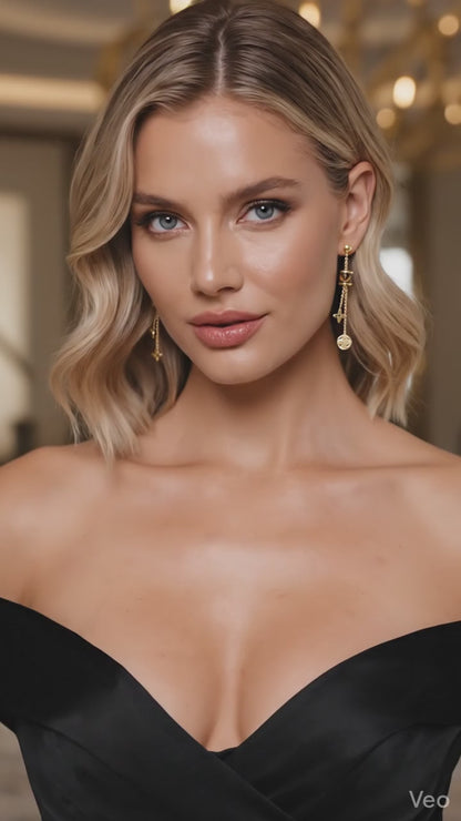 Gold Monogram Charm Dangle Earrings Statement | P.phoebus