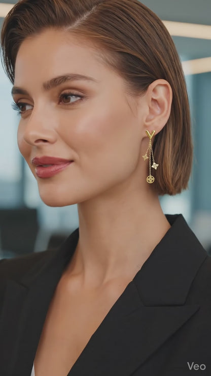 Gold Floral Dangle Drop Earrings — Statement | P.phoebus Jewelry